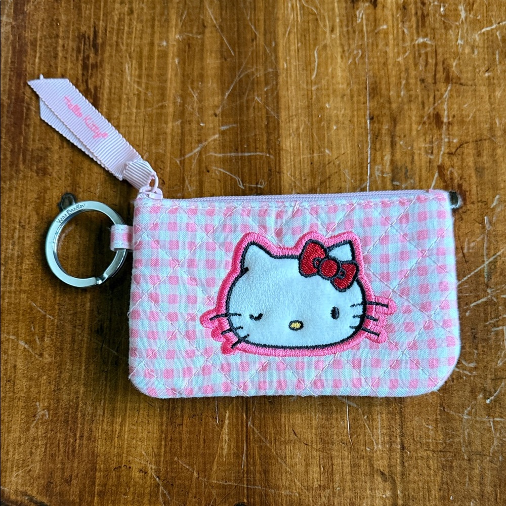 Very Bradley Hello Kitty Pink Gingham Zip. ID Case